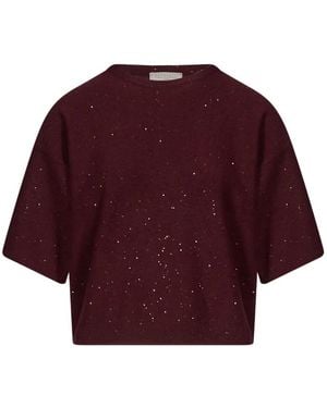Antonelli Jersey Lucilla Con Lentejuelas De Manga Corta - Rojo