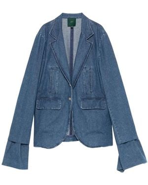 Jejia Harry Flared-Cuff Denim Blazer - Blue