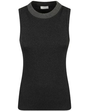 Peserico Metallic-Trim Sleeveless Top - Black