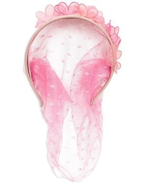 Red(V) Polka-Dot Floral Hair Accessory - Pink