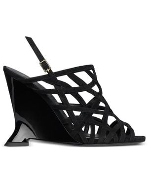 Balmain Riemchen-Keilsandalen Aus Wildleder - Schwarz