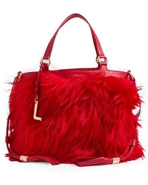 Lancel Medium Premier Flirt Fur-Texture Bucket Bag - Red