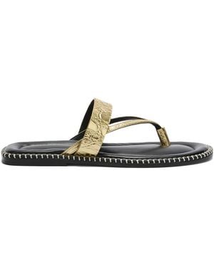 Dries Van Noten Textured-Strap Leather Sandals - Metallic