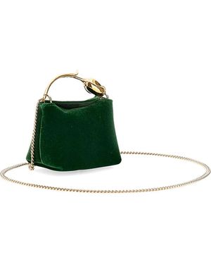 Erdem Flower-Handle Velvet Clutch Bag - Green
