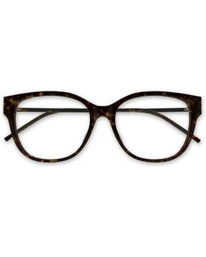 Saint Laurent Bril Met Rechthoekig Montuur En Schildpadschild Design - Bruin