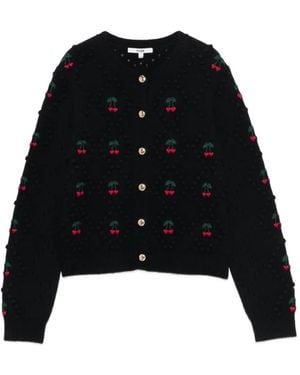 Maje Cherry-Embroidered Cardigan - Black