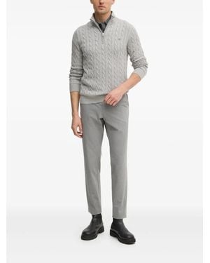 GANT Pull En Maille Torsadée À Col Zippé - Gris