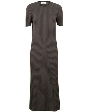 Lisa Yang Ribbed-Knit Short-Sleeve Maxi Dress - Brown
