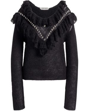 Alberta Ferretti Jersey con capucha y volantes - Negro