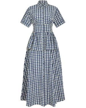 Rosie Assoulin Boogie Woogie Bugle Boy Maxi Shirt Dress - Blue