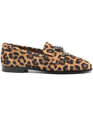Casadei Mocasines con estampado de leopardo - Marrón