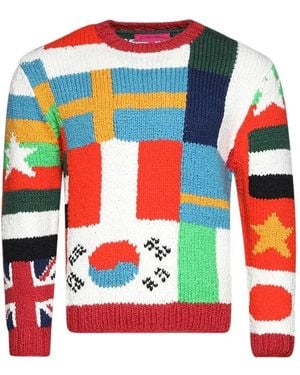 The Elder Statesman Flag Crew-Neck Sweater - Red