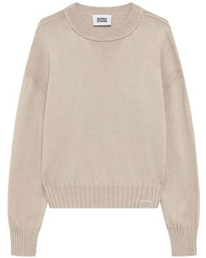 Alpha Studio Ribbed Hem Jumper - Natural