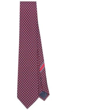 Ferragamo Geometric-Pattern Silk Tie - Purple