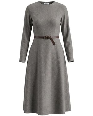 Gran Sasso Midikleid Mit Gürtel - Grau