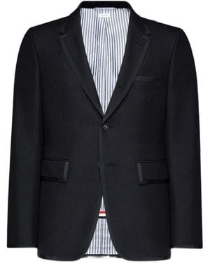 Thom Browne Three-Button Wool Blazer - Blue