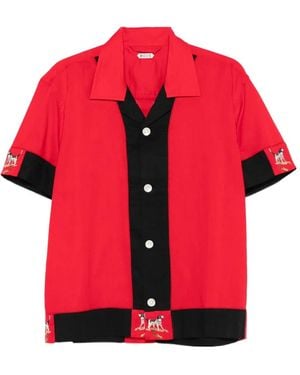 Bode Dog-Print Panelled Shirt - Red