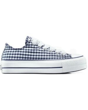 Converse Chuck Taylor Lift Platform Gingham Sneakers - White