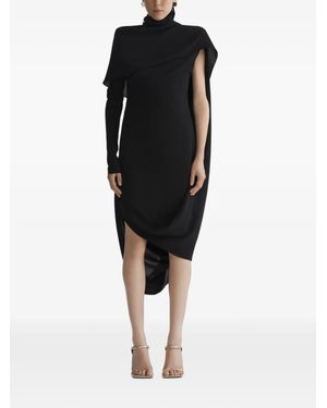 Mugler Asymmetric Roll-Neck Dress - Black