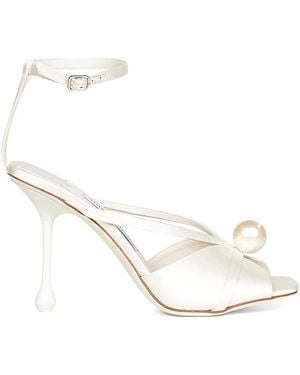Jimmy Choo 95Mm Siva Pearl-Embellished Sandals - White