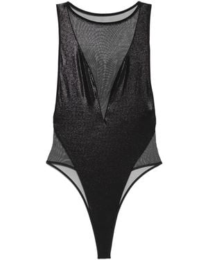Maison Close Minuit Sheer V-Neck Swimsuit - Black
