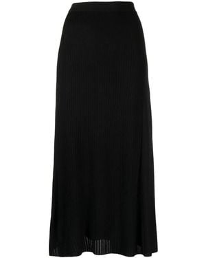 Ferragamo Ribbed-Knit A-Line Skirt - Black