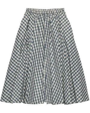 Prada Full Checked Chambray Skirt - Grey