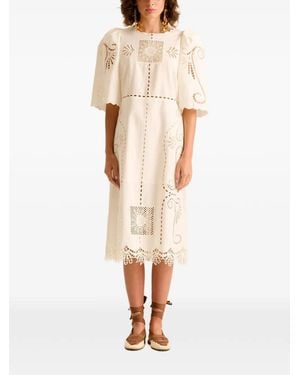 Carolina K Broderie-Anglaise Midi Dress - Natural