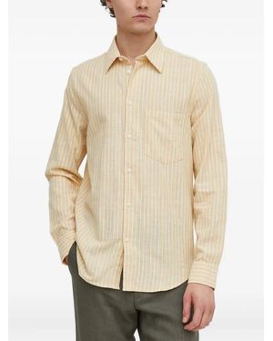 Samsøe & Samsøe Striped-Pattern Chest-Pocket Shirt - Natural
