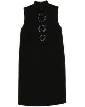 Max Mara Floral-Motif Sleeveless Mini Dress - Black