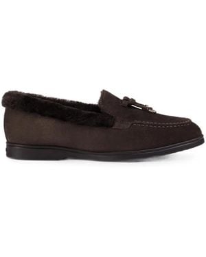 Doucal's Tassel-Detail Shearling-Trim Loafers - White