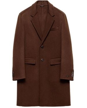 Prada Single-Breasted Cashmere Coat - Brown