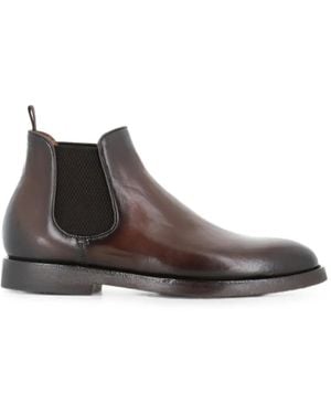 Officine Creative Leather Elasticated-Panel Ankle Boots - Brown