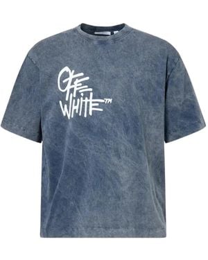 Off-White c/o Virgil Abloh Skate Logo-Print T-Shirt - Blue