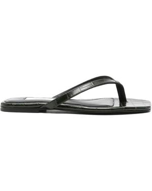 TOTEME Croco-Embossed Flip Flops - Black
