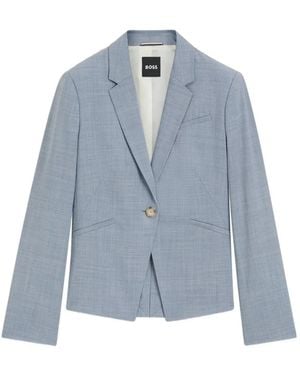 BOSS Notched-Lapel Single-Button Blazer - Blue