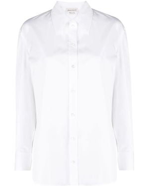 McQueen Chic Poplin Shirt With Pointed Collar For - White