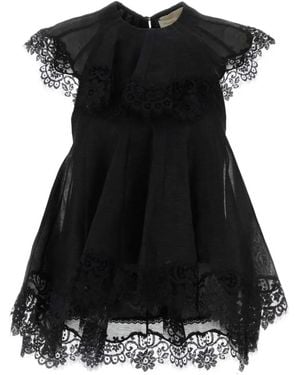 Zimmermann Ascent Lace-Trim Flutter Top - Black