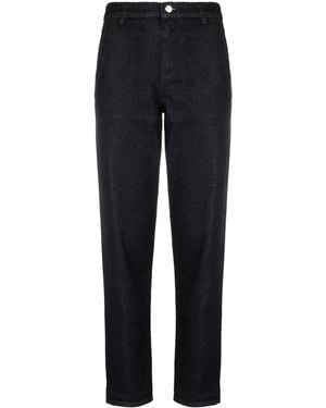 Emporio Armani Logo-Embroidered Tapered-Leg Jeans - Blue