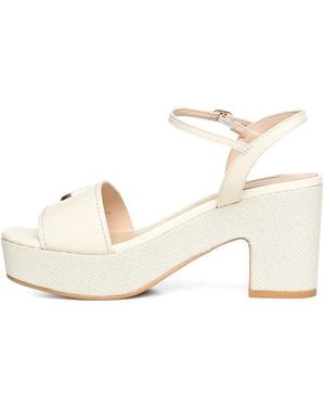 Liu Jo Harper Logo-Plaque Leather Heeled Sandals - Natural