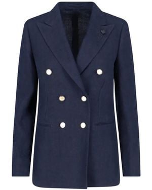 Lardini Double-Breasted Button Blazer - Blue