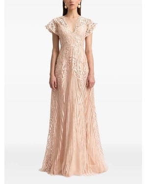 Gemy Maalouf Laser-Cut Embroidered Dress - Pink