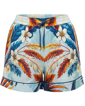F.R.S For Restless Sleepers Lissipa Palm-Print Drawstring Shorts - Blue