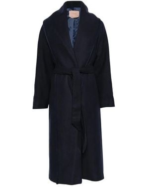 Twinset Belted Shawl-Collar Coat - Blue