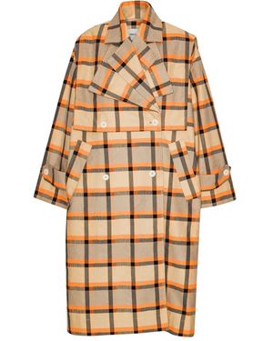 Henrik Vibskov Checked Double-Breasted Trench Coat - Natural