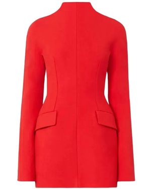 Sportmax Tefrite High-Neck Flap-Pocket Dress - Red