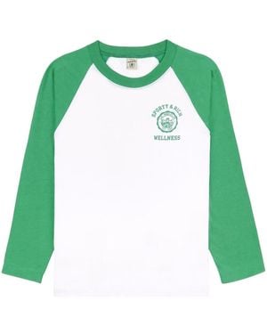 Sporty & Rich Emblem Logo-Print T-Shirt - Green