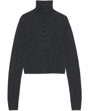 Remain High-Neck Button Cardigan - Blue