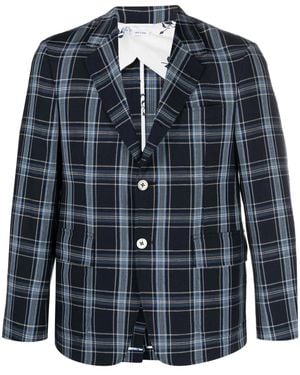 Thom Browne Checked Virgin Wool Blend Blazer - Blue