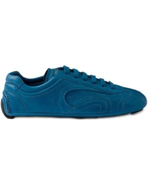 Prada Antiqued Leather Trainers - Blue